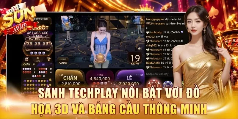 Sảnh Techplay nổi bật với đồ họa 3D và bảng cầu thông minh